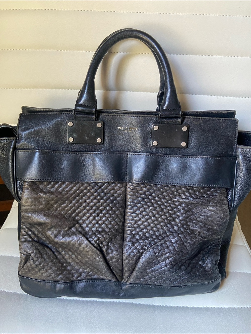 Rag & Bone Large Pilot Bag Made in Italy Soft Lamb Leather Handbag Retail $895